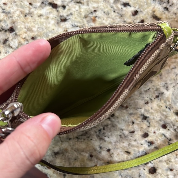 Coach Signature Wristlet in Lime - Picture 6 of 6